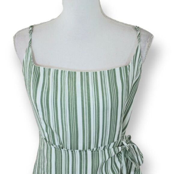 FOREVER 21 WHITE & GREEN STRIPE WRAP DRESS SZ.L NWT - Picture 6 of 13